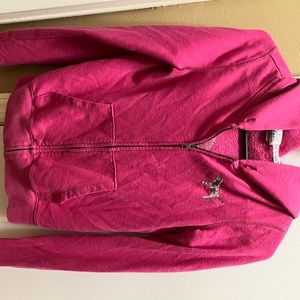 Victoria’s Secret pink zip up hoodie with bedazzled logo on front and back